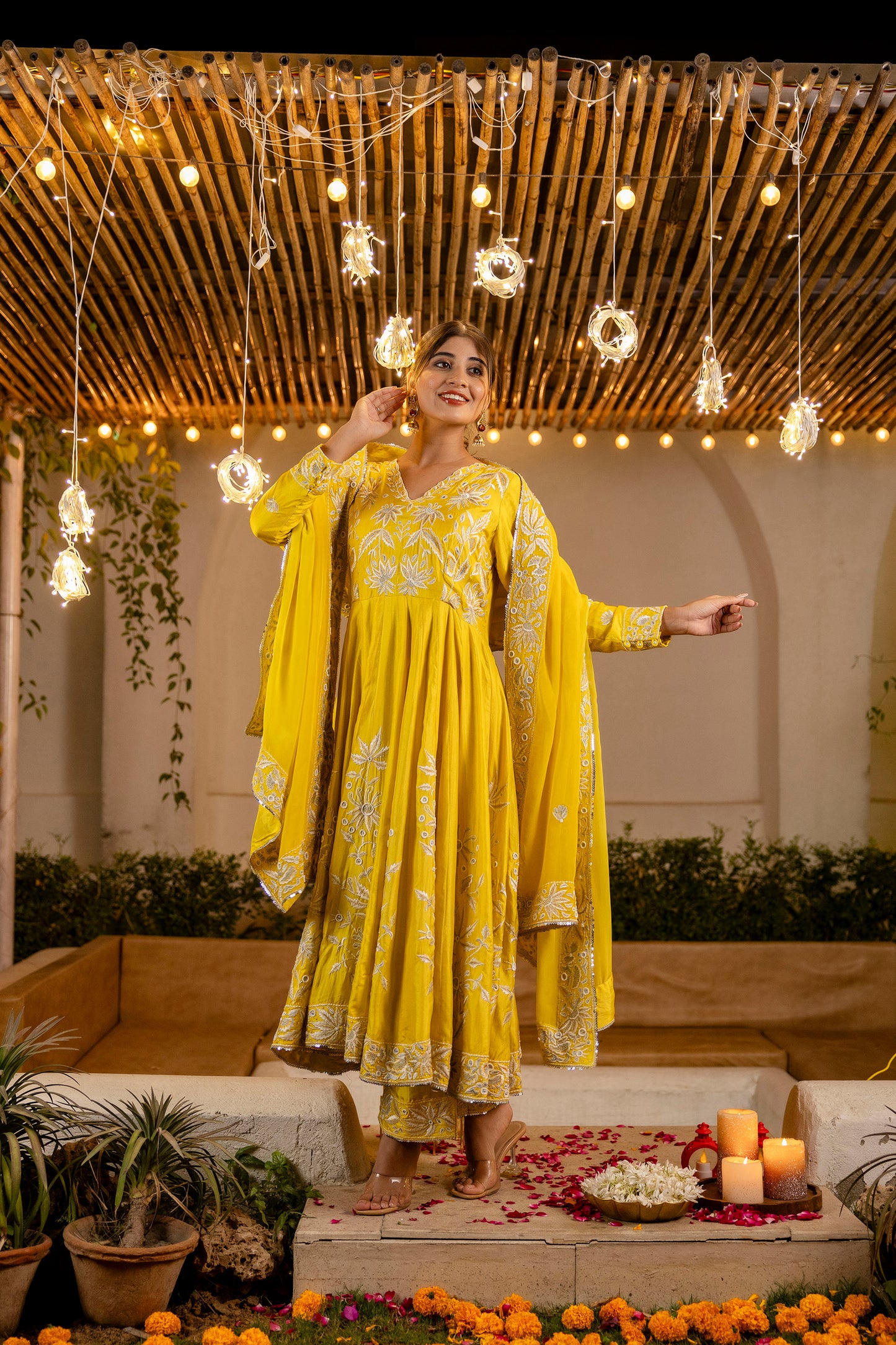Yellow Paradise Anarkali  Suit Set with Dupatta – Festive Wear