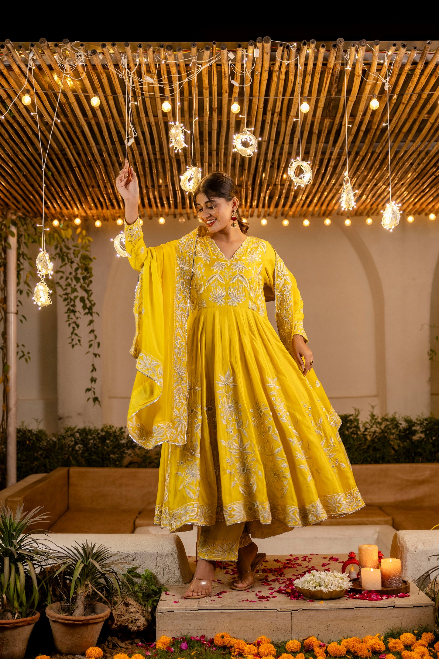 Yellow Paradise Anarkali  Suit Set with Dupatta – Festive Wear