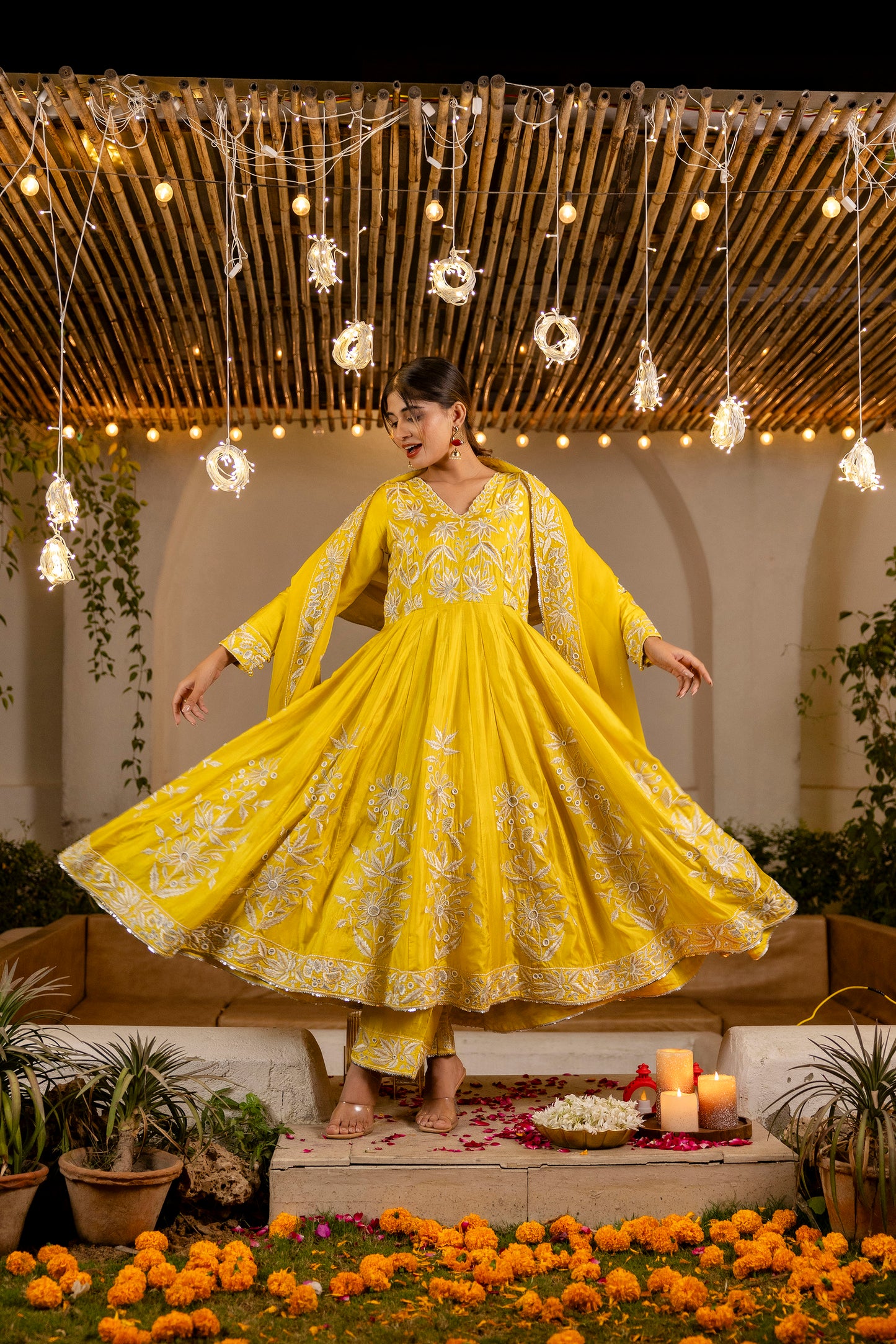 Yellow Paradise Anarkali  Suit Set with Dupatta – Festive Wear