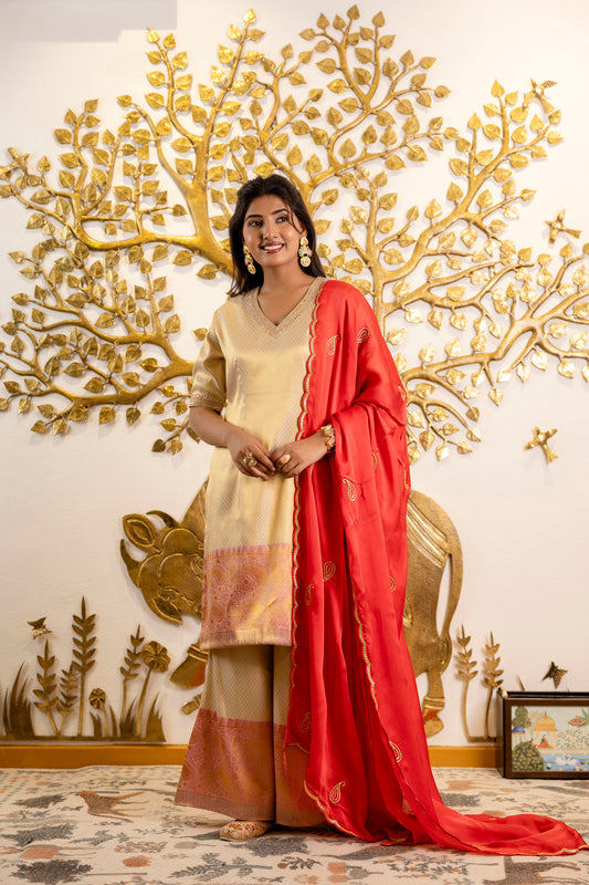 Banarasi Salwar Suit with Organza Duppata